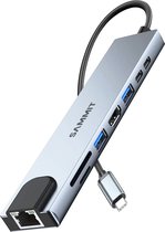 SAMMIT® 8 in 1 USB C Hub met Kabel – USB Splitter 3.0 - 4K UHD HDMI Converter – 1000Mbps