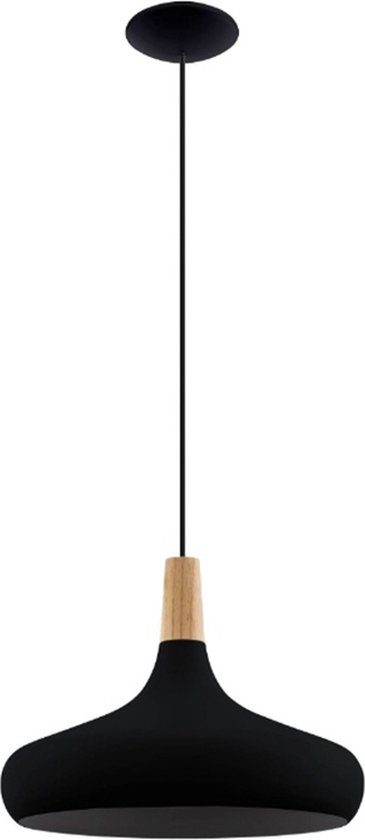 Lampe à suspension EGLO Sabinar / E27 - Ø 40 cm - Zwart/ Marron