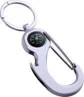Fako Bijoux® - Sleutelhanger Flesopener Haak - Kompas - Zilverkleurig