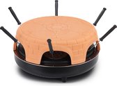 Swiss Pro - 6 persoons - Inc pizza snijder - Handgemaakte terracotta koepel - 6 Geïsoleerde bak spatels - RVS bakplaat - Cool touch