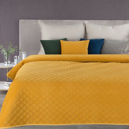 Oneiro’s luxe MILO Beddensprei Oker - 220x240 cm – bedsprei 2 persoons - beige – beddengoed – slaapkamer – spreien – dekens – wonen – slapen