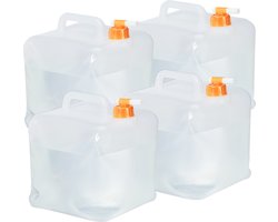 opvouwbare jerrycan set van 4 - 10 liter - met kraan - BPA-vrij - transparant-oranje