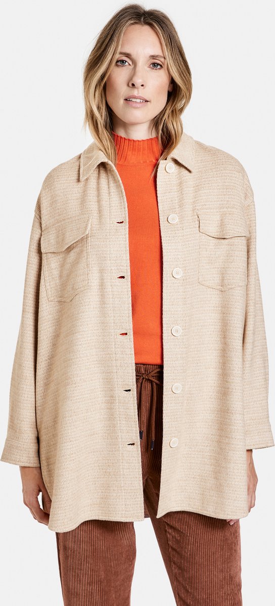 GERRY WEBER Dames Blazer van een materiaalmix Ivory Camel Melange-38