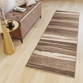 Tapiso Sari Tapijt Loper Bruin Beige Woonkamer Gang Vloerkleed Maat- 90x750