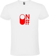 Wit T-Shirt met “ On/Off Button ON “ afbeelding Rood Size M