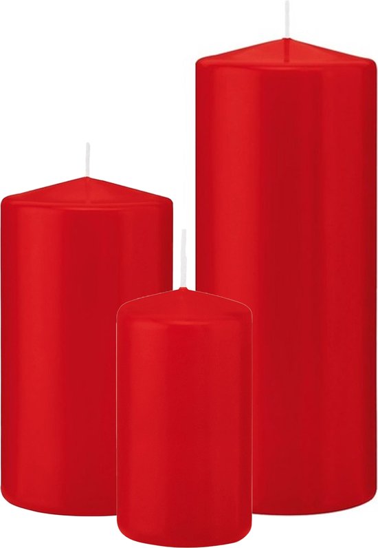 Trend Candles - Stompkaarsen set 6x stuks rood 12-15-20 cm