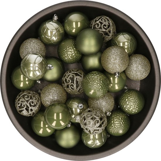 wakker worden vergaan Mijnwerker Kerstballen - 37x stuks - leger groen - 6 cm - kunststof | bol.com