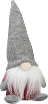 Peluche gnome/nain décoration poupée/doudou avec chapeau gris 18 cm