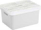 Boîte de Opbergbox/ panier de rangement blanc 32 litres en plastique avec couvercle