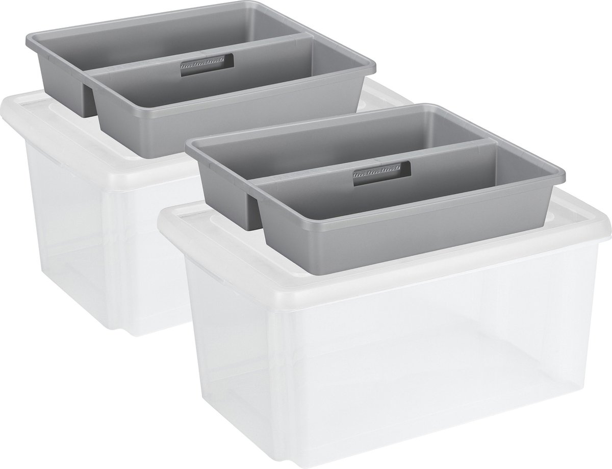 Sunware Opslagboxen set met deksel en organiser - 2x stuks - 51 liter