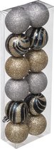 Atmosphera Kerstballen - 12st - kunststof - goud-zilver - 4cm