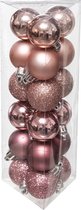 18x stuks kerstballen roze glans en mat kunststof diameter 3 cm - Kerstboom versiering