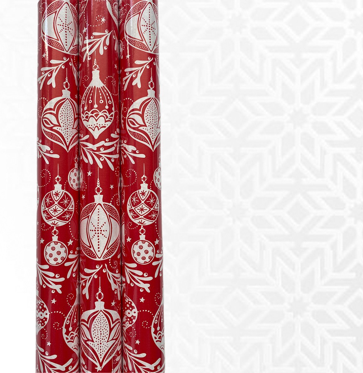 FESTIVE GIFTS Inpakpapier - Cadeaupapier - 200 x 70cm - 3 rollen - Kerst - Luxe Cadeauverpakking - ROOD