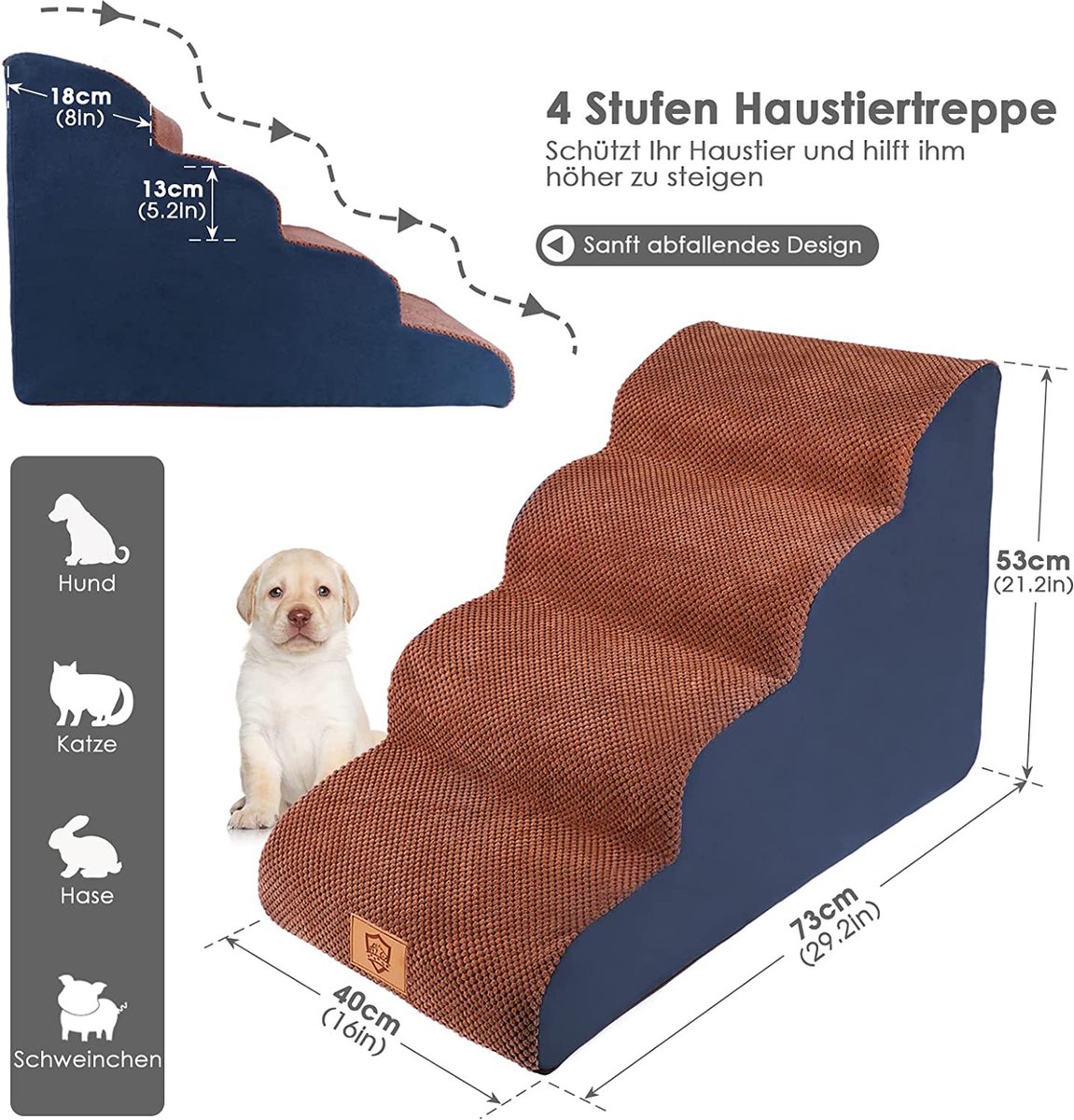 Huisdier Trap Kat Trap Hondentrappen Opvouwbaar 3 Stappen Dierentrappen Met Opslagruimte Voor Katten En Honden Mdf Wit 40 X 54 X 48 Cm