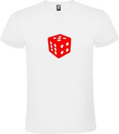 Wit T-Shirt met “ Dobbelsteen “ afbeelding Rood Size XXXXXL