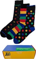 Benetton cool socks - Gift Box - Maat 42-46 - Sokken heren - 3 paar - Unisex - Sokken - Cadeau