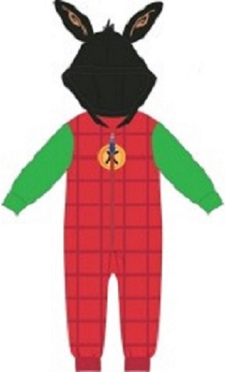 Bing onesie - maat 98 - Bing Bunny huispak pyjama - rood