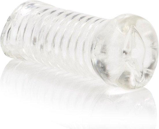 Heldere Calexotics Basic Essentials Tight Pussy masturbator met ribbels.
