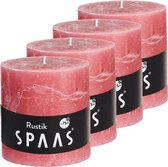 Bol.com SPAAS Kaarsen- Rustieke geurloze cilinder kaars hoogte 10cm ± 75 uur - Valentijn cadeau idee - oudroze- 4stuks aanbieding