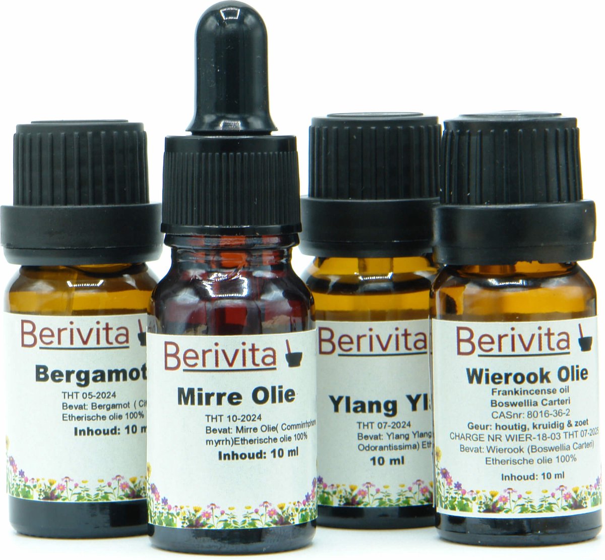 Goedkoopste Meditatie Olie 4x10ml Etherische Olie Set - Wierookolie 10ml, Ylang Ylang Olie 10ml, Mirre Olie 10ml Pipetfles en Bergamotolie 10ml - Geuren voor Mediteren
