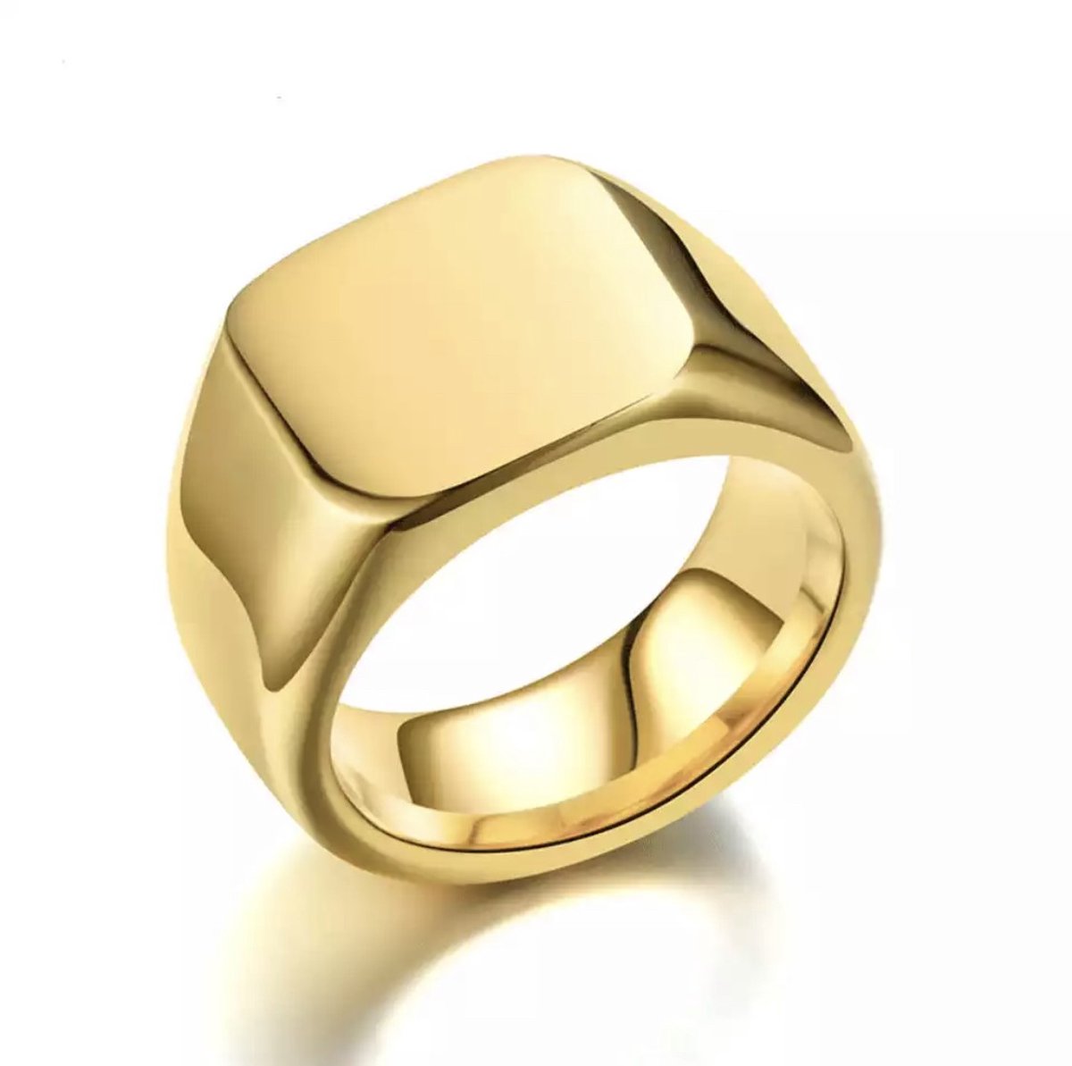 Zegelring Heren Goud kleurig | 17mm | Ringen Mannen | Ring Heren | Vaderdag Cadeau | Heren Cadeautjes | Valentijn | Valentijnscadeau
