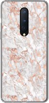 Geschikt voor OnePlus 8 hoesje - Marmer print - Rose goud - Luxe - Patronen - Siliconen Telefoonhoesje