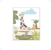 PosterDump - Poster Blije Jungle Dieren Giraf Cheeta Krokodil Muis rechts - Jungle / Safari Poster - Kinderkamer / Babykamer - 30x21cm / A4