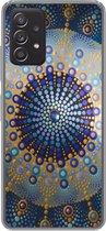 Geschikt voor Samsung Galaxy A33 5G hoesje - Cirkel - Mandala - Blauw - Geel - Siliconen Telefoonhoesje