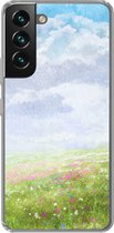 Geschikt voor Samsung Galaxy S22 hoesje - Waterverf - Bloemen - Landschap - Siliconen Telefoonhoesje