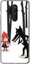 Geschikt voor OnePlus 8 Pro hoesje - Roodkapje - Wolf - Bos - Siliconen Telefoonhoesje