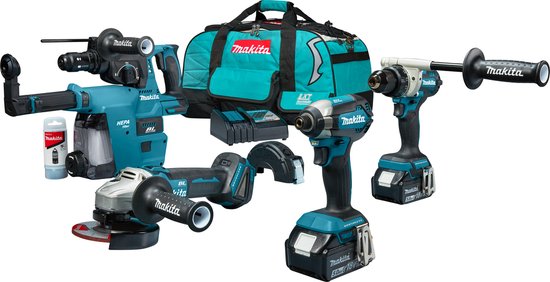 Makita DLX4155TX1 Accu Combiset 4-delig 18V 5.0Ah in Tas