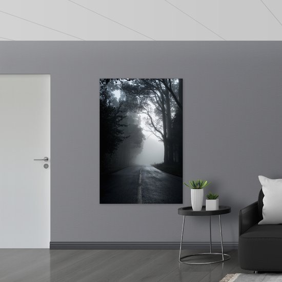 Vlag - Grauw Regenachtig Wegdek - 100x150 cm Foto op Polyester Vlag