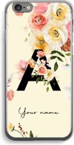 Gepersonaliseerd - Case Company® - Hoesje geschikt voor iPhone 6 / 6S hoesje - Flirty Flowers Monogram - Soft Cover Telefoonhoesje - Bescherming aan alle Kanten en Schermrand