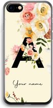 Gepersonaliseerd - Case Company® - Hoesje geschikt voor iPhone SE 2020 hoesje - Flirty Flowers Monogram - Soft Cover Telefoonhoesje - Bescherming aan alle Kanten en Schermrand