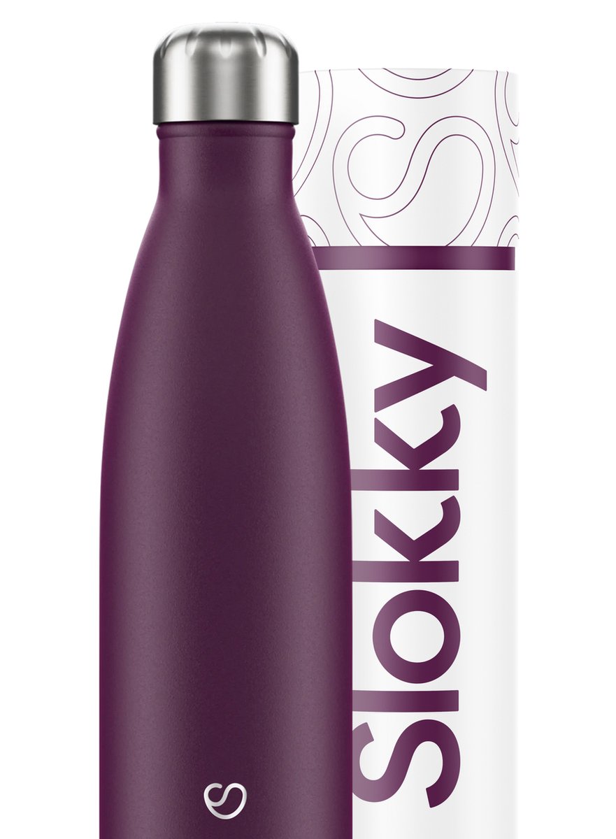 Slokky - Matte Purple Thermosfles & Drinkfles - 500ml