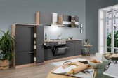 Goedkope keuken 300  cm - complete keuken met apparatuur Merle  - Eiken/Grijs - soft close - elektrische kookplaat    - afzuigkap - oven    - spoelbak
