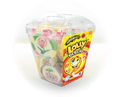 Johny Bee Rock lolly groot 26g - display 40 stuks - bloemen en fruit lollies
