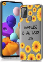 iMoshion Hoesje Geschikt voor Samsung Galaxy A21s Hoesje Siliconen - iMoshion Design hoesje - Geel / Happy Sunflower