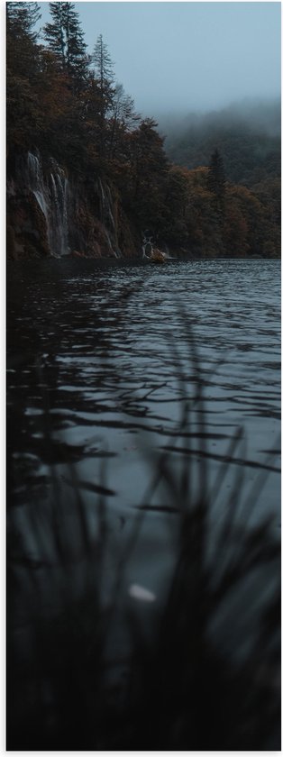 WallClassics - Poster (Matte) - Brins d'Herbe au Bord de l'Eau - 40x120 cm Photo sur Papier Poster à l'Aspect Mat