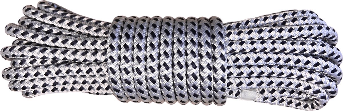 Luxe landvast U-rope 12mmx12m - Wit/Navy