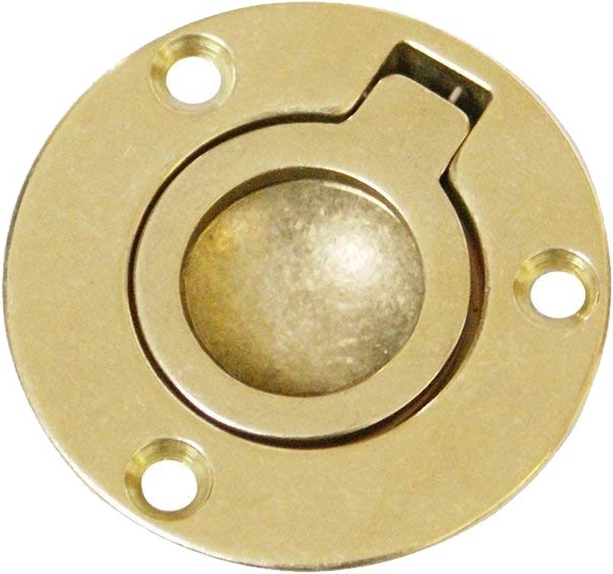 Luikring rond met veer - Messing gepolijst - 53mm - opschroef