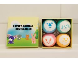 Kado kind - 4 Lovely Animals bruisballen - Vegan & Biologisch - Wat een mooi cadeau!