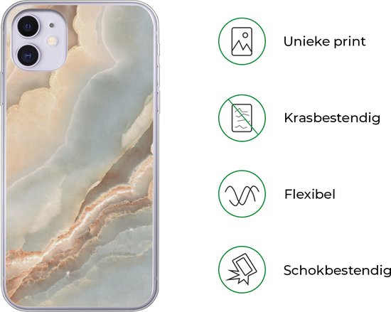 Telefoonhoesje Geschikt voor iPhone 11 hoesje - Luxe - Mineralen - Natuurstenen - Siliconen Telefoonhoesje
