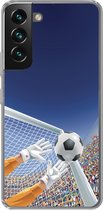 Geschikt voor Samsung Galaxy S22 Plus hoesje - Een illustratie van een keeper die de voetbal tegenhoudt - Jongetje - Meisjes - Kind - Siliconen Telefoonhoesje