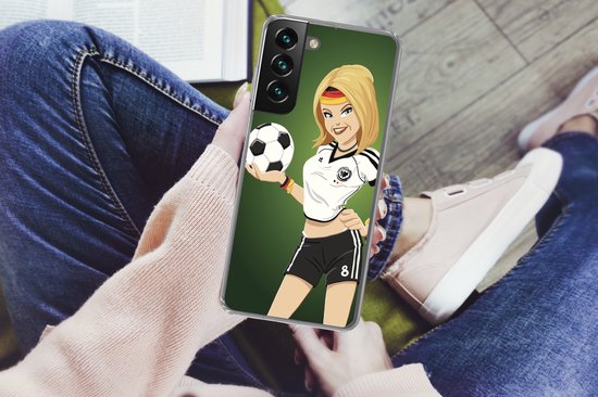 Coque Samsung Galaxy S22 - Une illustration d'une fille avec des vêtements allemands et un ballon de football - Meiden - Filles - Enfants - Coque de téléphone en Siliconen