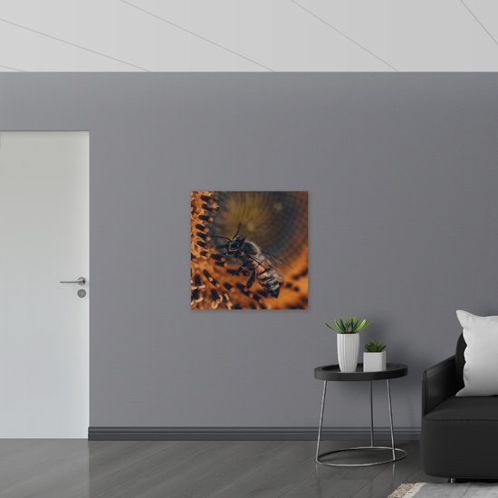 WallClassics - Plaque en Mousse PVC - Gros plan Abeille sur une Bloem - Photo 80x80 cm sur Plaque en Mousse PVC (Avec Système d'accrochage)