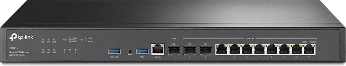 TP-Link ER8411 bedrade router Gigabit Ethernet Zwart