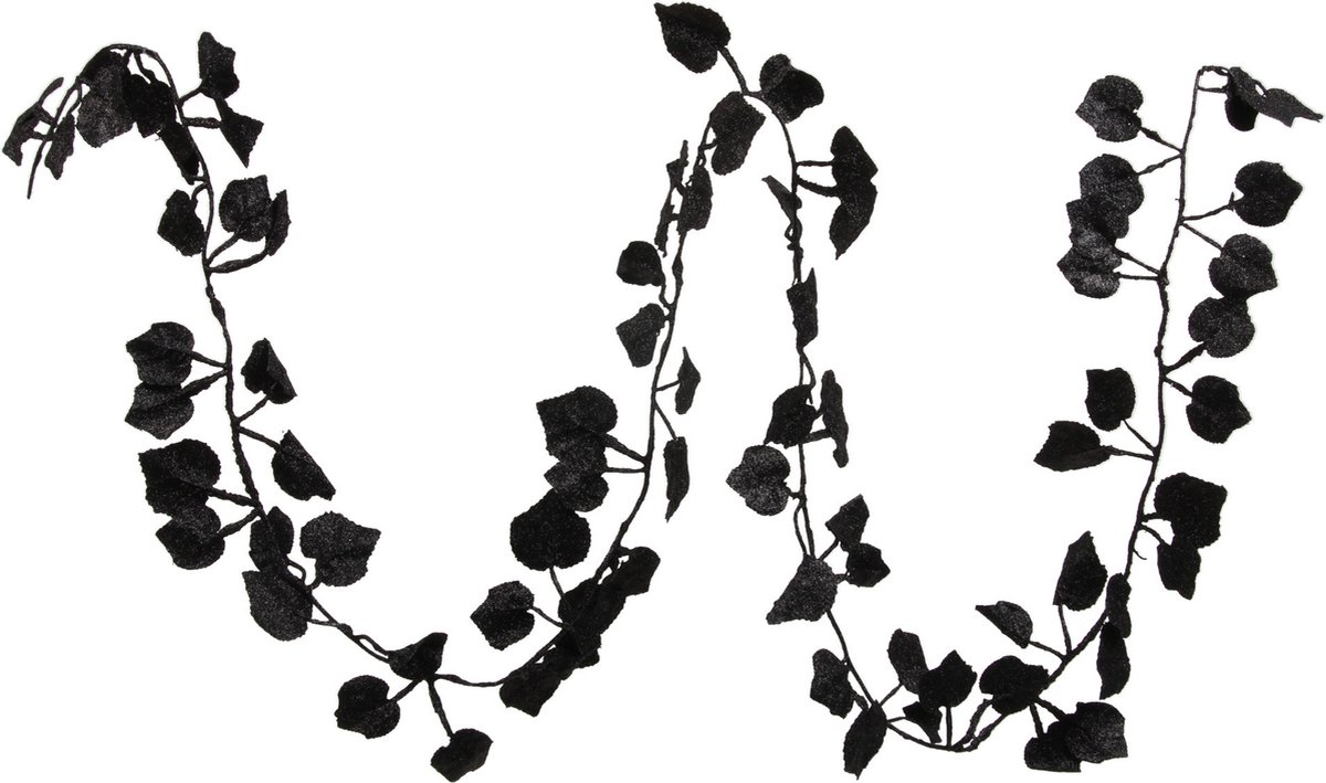 Othmar Decorations Kerstboom slinger - met bladeren - zwart - 200 cm - kunststof