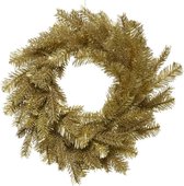 Decoris Kerstkrans/dennenkrans - goud glitter - D50 cm - kunststof - deurkrans