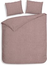 Premium luxe flanel dekbedovertrek uni Washed roze | lits-jumeaux (240x200/220) | warm en hoogwaardig | ideaal tegen de kou | inclusief 1 kussenslopen